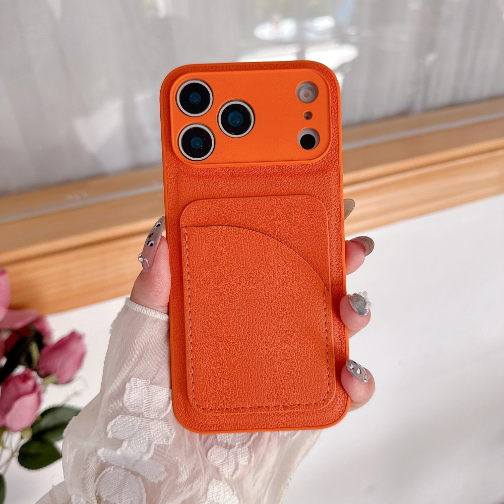 Iphone Tablet Accessories - Luxury Advanced Orange Leather Insert Card